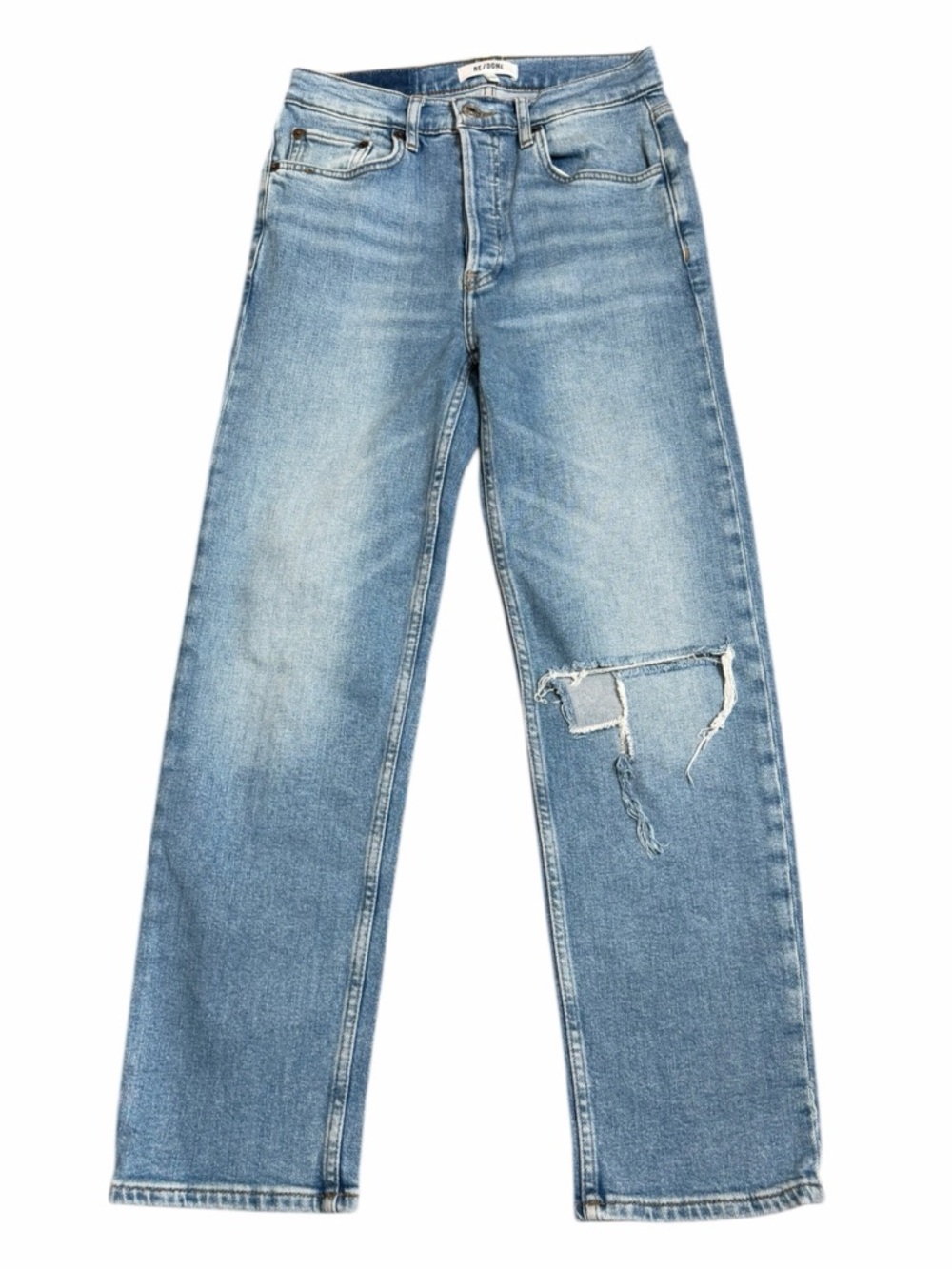 RE/DONE Light‎ Blue Distressed 70's Stove Pipe Denim Jeans Women's Size 26